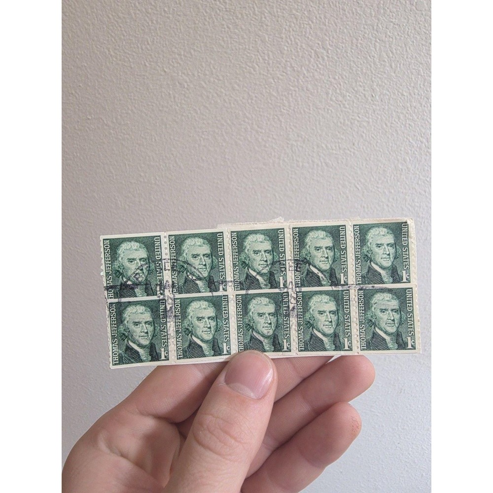 1968 US Stamp Set: 1 Cent Green Thomas Jefferson, Set of 10